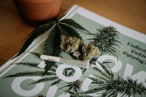 joint and buds sitting on magazine cover