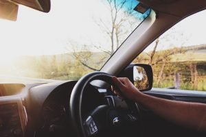 steering wheel in car