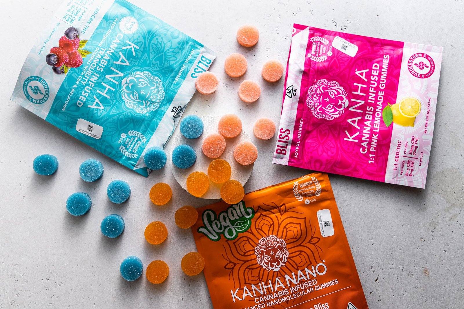 bright coloured packets of cannabis candy